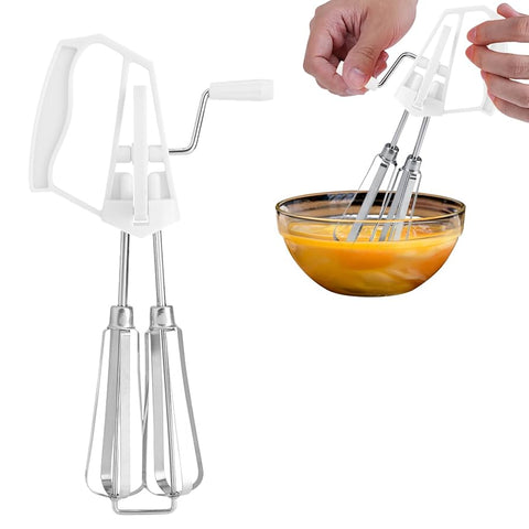 Egg Beater Mixer, Stainless Steel Rotary Manual Hand Whisk Egg Beater Mixer Blender Kitchen Tools