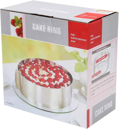Cake Ring 16 to 30cm Adjustable Round Stainless Steel Cake Mousse Mould Bakeware Tools Decorating Mold Baking - MunchiesHouse