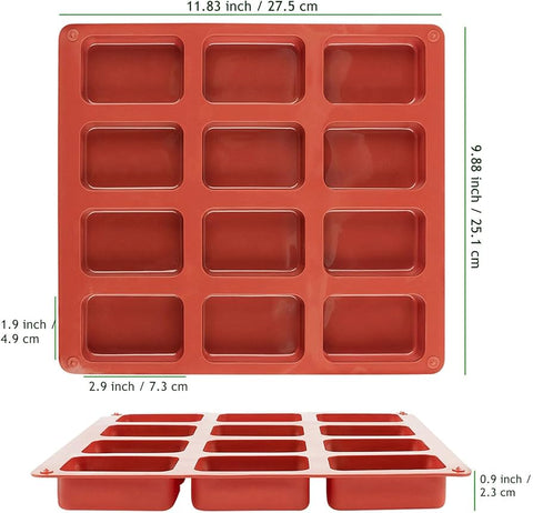 12 Cup Silicone Baking Molds Versatile Pan For Petite Loaf Brownie Muffin Cupcake Bread Dessert Non-Stick Dishwasher Friendly Ideal For Chocolate Fondant Jelly Mousse Essential Kitchen Cake Decorating Tools Accessories