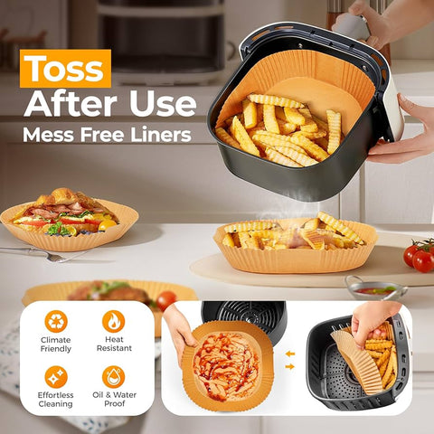 Air Fryer Parchment Paper Liner, 50PCS Square Air Fryer Liners Disposable 20x4.5cm