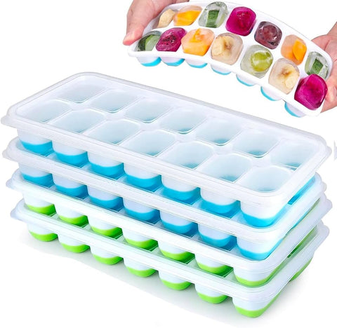 Ice Cube Trays with Lids BPA Free, 1 Pack Easy Release Silicone Ice Cube Trays for Freezer