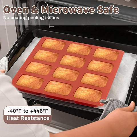 12 Cup Silicone Baking Molds Versatile Pan For Petite Loaf Brownie Muffin Cupcake Bread Dessert Non-Stick Dishwasher Friendly Ideal For Chocolate Fondant Jelly Mousse Essential Kitchen Cake Decorating Tools Accessories
