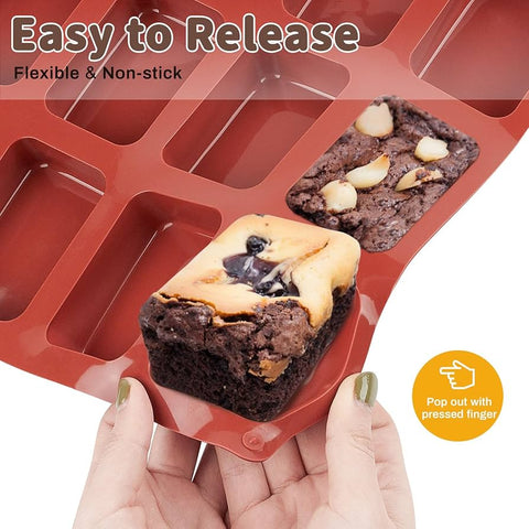12 Cup Silicone Baking Molds Versatile Pan For Petite Loaf Brownie Muffin Cupcake Bread Dessert Non-Stick Dishwasher Friendly Ideal For Chocolate Fondant Jelly Mousse Essential Kitchen Cake Decorating Tools Accessories