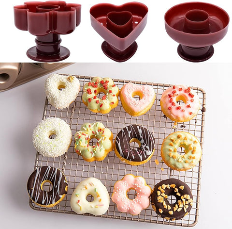 Professional Donut Cutters Set (Heart, Round & Flower – 3PCS)