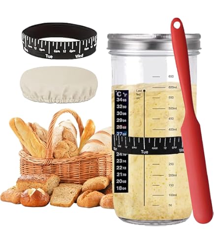 24oz Glass Fermentation Jar Set – Sourdough Starter & Proofing Jar