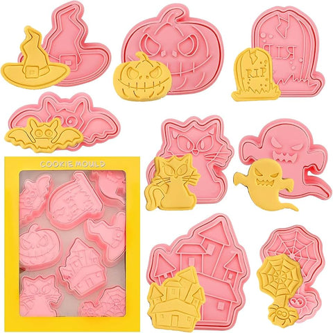 Halloween 3D Pressing Cookie Cutters – 8-Piece Set