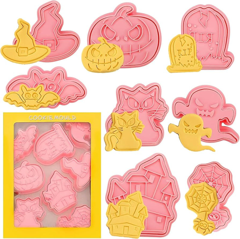 Halloween 3D Pressing Cookie Cutters – 8-Piece Set