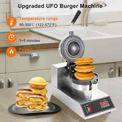 Electric Burger Waffle Maker, Non Stick Panini Press Hamburger Machine