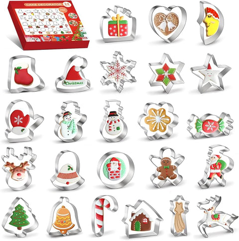 Stainless Steel Christmas Cookie Cutters Set,24pcs/set,Christmas Biscuits mold Munchies Tools