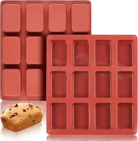 12 Cup Silicone Baking Molds Versatile Pan For Petite Loaf Brownie Muffin Cupcake Bread Dessert Non-Stick Dishwasher Friendly Ideal For Chocolate Fondant Jelly Mousse Essential Kitchen Cake Decorating Tools Accessories