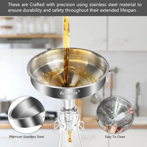 Stainless Steel Funnel Kitchen Oil Liquid Metal Funnel
