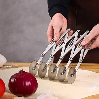 Pizza Cutter with 5 Wheels Stainless Steel Dough Divider, Pizza Slicer, Biscuit Dough Cutter, Pastry Knife