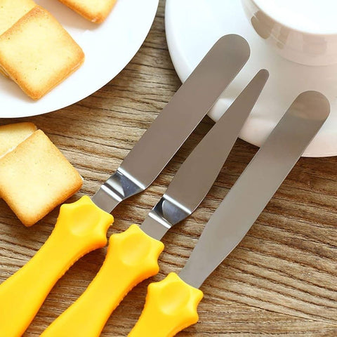 3 in 1 Multi Function Stainless Steel Cake Icing Spatula Set | Decorating Tools Knife Cream Frosting - MunchiesHouse