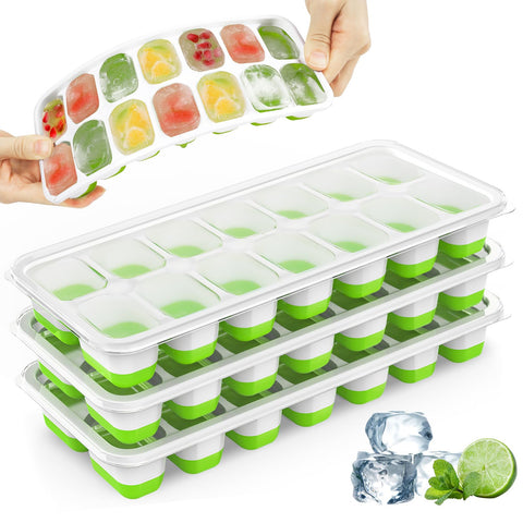Ice Cube Trays with Lids BPA Free, 1 Pack Easy Release Silicone Ice Cube Trays for Freezer