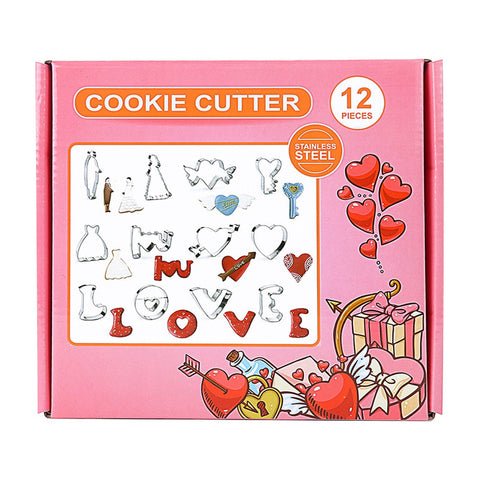 Love Theme Cookie & Fondant Cutter 12Pcs Set Munchies Tools