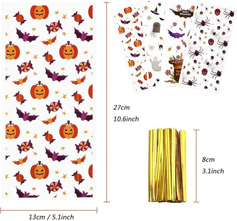 Kesote Halloween Treat Bags – 50 Pieces, 4 Patterns | 27 × 13 cm