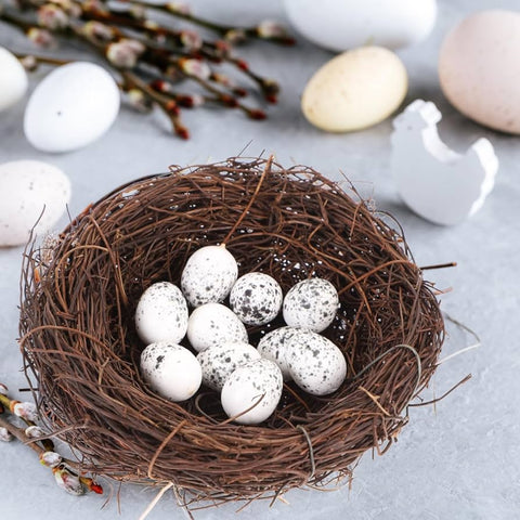 1pc Birds Nest with Eggs Easter Rattan Nest Decorating, Mini Artificial Birds Nest for Easter Crafts Home Garden Decor Wedding Party