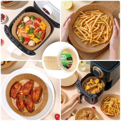 Air Fryer Parchment Paper Liner, 50PCS Round Air Fryer Liners Disposable 20x4.5cm