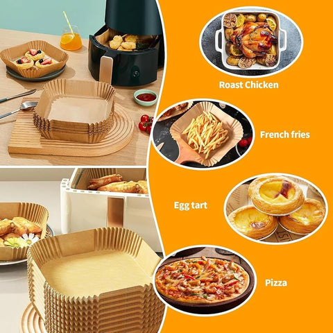 Air Fryer Parchment Paper Liner, 50PCS Square Air Fryer Liners Disposable 20x4.5cm