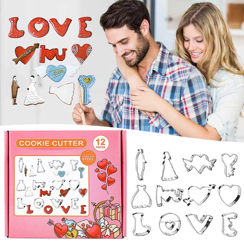 Love Theme Cookie & Fondant Cutter 12Pcs Set Munchies Tools