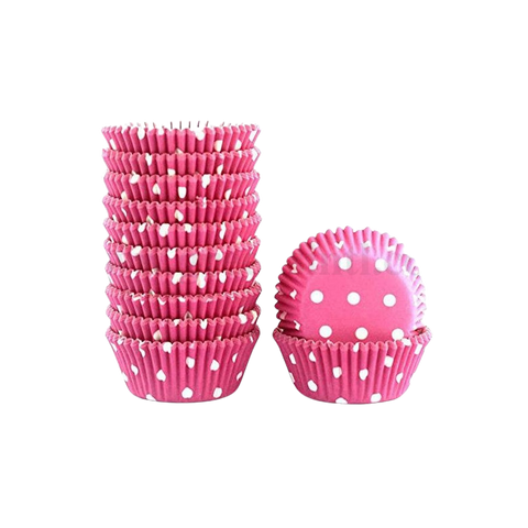 Cupcake Disposable Paper Pink With White Dots 100PCS