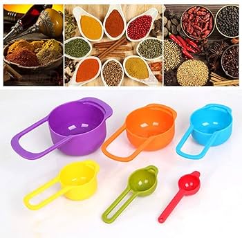 Measuring Spoon Set, 6 Pcs - Durable, Multi-colored Plastic