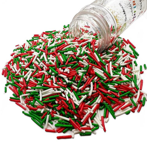 Mix Sprinkles Color:White - Green - Red  for Desserts  Toppings