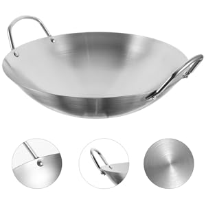 Stainless Steel Double Handle Frying Pan 38cm Multi-Functional Cooking Pot for Home Use Induction Compatible Non-Stick