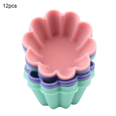 12Pcs/Set Creative Flower Shape Muffin Cup Mold
