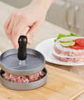 Burger Press Patty Maker Stainless Steel Non-Stick Mold Wood Handle