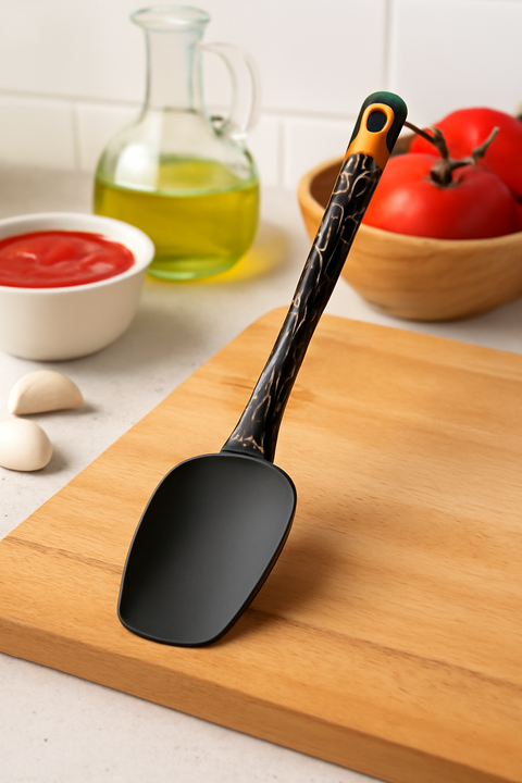 All-in-one Silicone Heat Resistant Spatula Oil Brush For Non Stick Cookware Cooking Baking Black