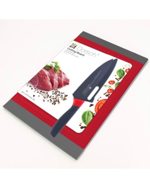 Green & Red Cutting Board and Chef Knife Set