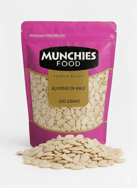 Raw Almonds in Half - Nutrient-Rich, Health-Boosting Snack Munchies Food