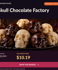 Halloween Skull Chocolate Factory bundle offer, finished chocolate skull idea, 15% savings