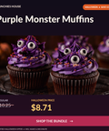 Halloween Purple Monster Muffins Bundle: finished dessert inspiration, regular $10.25, sale $8.71