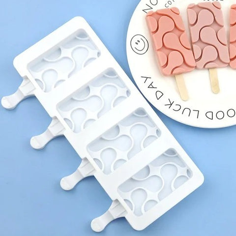 4-Cavity Rectangular water flow shape Popicle mold silicone ice cream