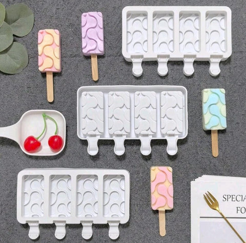4-Cavity Rectangular water flow shape Popicle mold silicone ice cream