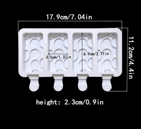 4-Cavity Rectangular water flow shape Popicle mold silicone ice cream