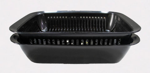 Rectangular Colander with Bowl - 36 x27cm, Black