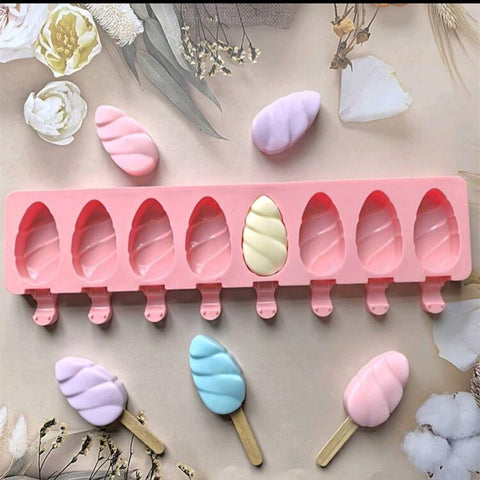 1pc Silicone Ice Cream Mold With 8 Unique Spiral Water Drop Cavities, - Perfect For DIY Ice Cream And Popsicle Making, Popsicle Molds,Can Reuse