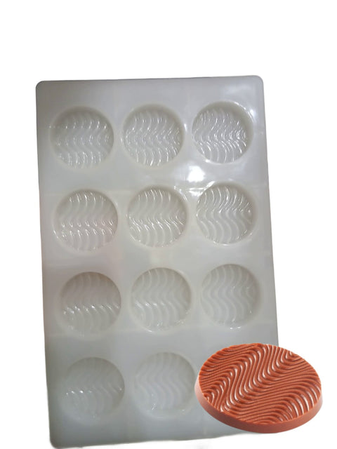 12 Cavities Fluted Wavy Thin Round Cube Shape Polycarbonate PC Chocolate Mold