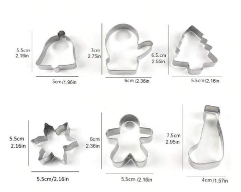 6pcs,Christmas Theme Bell Cookie Mould
