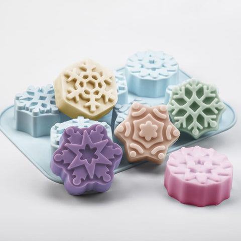 Snowflake Shape Soap Silicone Mold Christmas Aroma Gypsum Plaster Crafts Mould Snow Silicone Soap Candle Molds