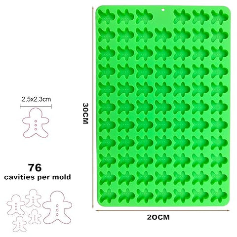 Chocolate Candy Molds 77 Cavity Gingerbread Man Shape Silicone Molds Non-Stick Mini Gummy Bear Mold for Baking Cookies Pudding Jelly