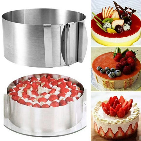 Cake Ring 16 to 30cm Adjustable Round Stainless Steel Cake Mousse Mould Bakeware Tools Decorating Mold Baking - MunchiesHouse