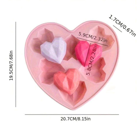 Diamond Shaped Heart Silicone Mold, Professional Quality for Baking