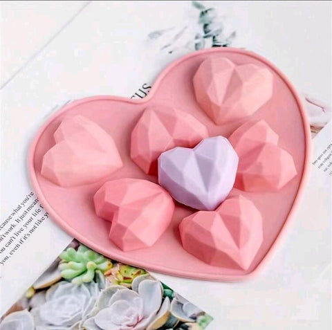 Diamond Shaped Heart Silicone Mold, Professional Quality for Baking