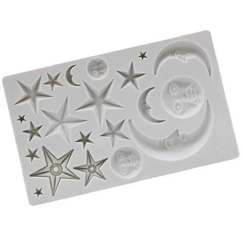 Moon and Star Silicone Moulds 3D Sun Face Moon Stars Chocolate Molds Silicone Polymer Clay Cloud Candy Molds Epoxy Resin for DIY Cake Cupcake