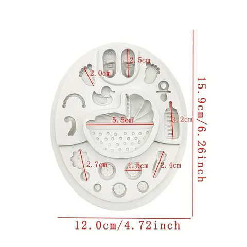 Baby Shower Theme Fondant Mold I 3D Newborn Baby Accessories Mini Round Silicone Mould I for DIY Handmade Chocolate Cake Décor Polymer Clay Candy Cookies Cupcake Gummy Resin Art