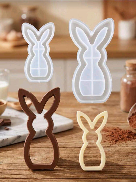 1pc Easter Decoration Mold Hollow Rabbit Decoration Chocolate Mold Easter Festival Cake Mold Rabbit Candle Mold Plaster Resin Ornament Mold